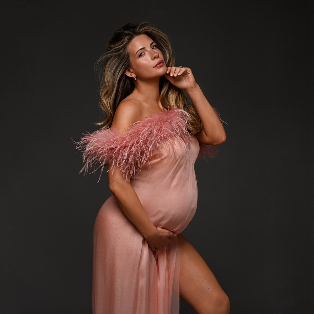 Elegant Feather Maternity Dres - Photography Club ulasan dan harga